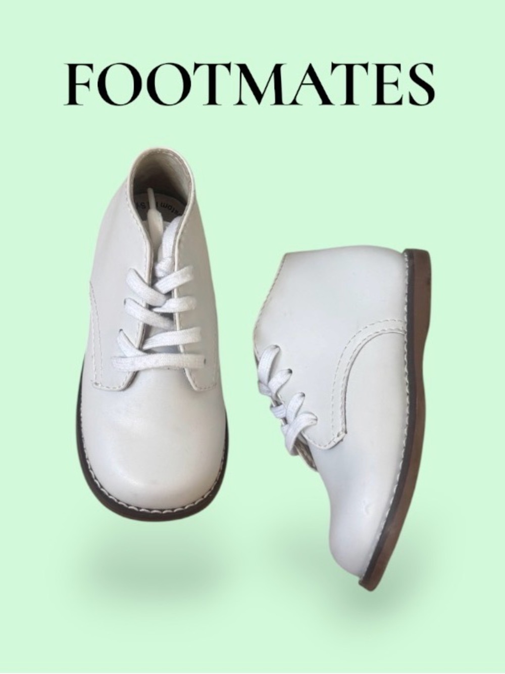 FOOTMATES TODD white leather walkers hi top dress shoes baby boys GIRL’s  size 6
